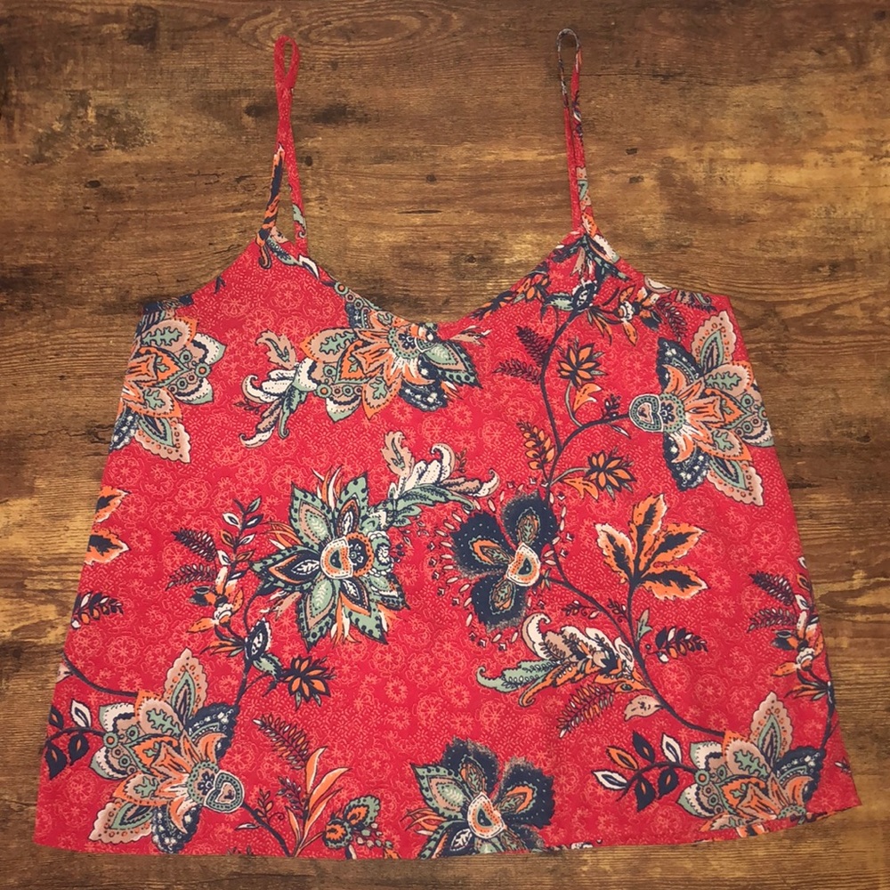 Red Flower Print Hollister Tanktop